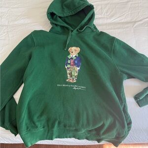 Ralph Lauren Green Hoodie with Bear Design